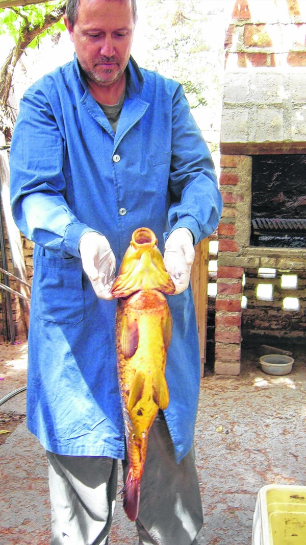 Viozzi con una carpa común capturada en el río Limay